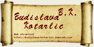 Budislava Kotarlić vizit kartica
